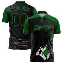 Load image into Gallery viewer, Custom Black-Grass Green Bowling Geometric Grid Performance Polo Shirt