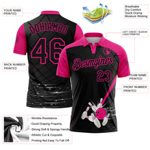 Charger l'image dans la galerie, Custom Black-Hot Pink Bowling Geometric Grid Performance Polo Shirt