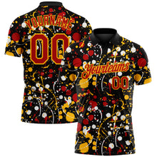 Загрузить изображение в средство просмотра галереи, Custom Graffiti Pattern Red Black Gold-White Vibrant Multi-Color Abstract Splatter Performance Polo Shirt