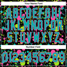 Load image into Gallery viewer, Custom Graffiti Pattern Aqua Black Pink-Neon Green Vibrant Multi-Color Abstract Splatter Performance Polo Shirt