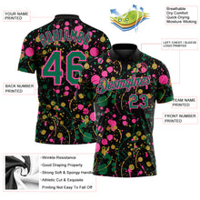 Загрузить изображение в средство просмотра галереи, Custom Graffiti Pattern Kelly Green Black Pink-Old Gold Vibrant Multi-Color Abstract Splatter Performance Polo Shirt