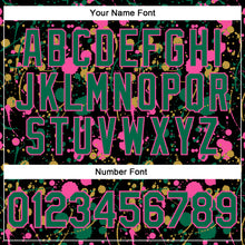 Загрузить изображение в средство просмотра галереи, Custom Graffiti Pattern Kelly Green Black Pink-Old Gold Vibrant Multi-Color Abstract Splatter Performance Polo Shirt