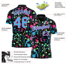 Charger l'image dans la galerie, Custom Graffiti Pattern Sky Blue Black Pink-Pea Green Vibrant Multi-Color Abstract Splatter Performance Polo Shirt