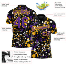 Загрузить изображение в средство просмотра галереи, Custom Graffiti Pattern Purple Black Gold-White Vibrant Multi-Color Abstract Splatter Performance Polo Shirt