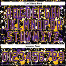 Загрузить изображение в средство просмотра галереи, Custom Graffiti Pattern Purple Black Gold-White Vibrant Multi-Color Abstract Splatter Performance Polo Shirt