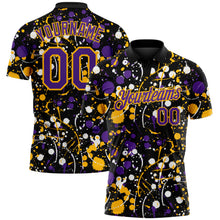 Загрузить изображение в средство просмотра галереи, Custom Graffiti Pattern Purple Black Gold-White Vibrant Multi-Color Abstract Splatter Performance Polo Shirt