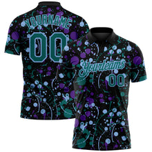 Load image into Gallery viewer, Custom Graffiti Pattern Teal Black Purple-Light Blue Vibrant Multi-Color Abstract Splatter Performance Polo Shirt