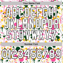 Load image into Gallery viewer, Custom Graffiti Pattern White Green Pink Yellow-Black Vibrant Multi-Color Abstract Splatter Performance Polo Shirt
