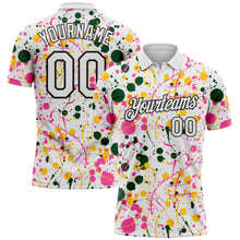 Load image into Gallery viewer, Custom Graffiti Pattern White Green Pink Yellow-Black Vibrant Multi-Color Abstract Splatter Performance Polo Shirt