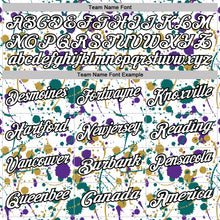 Load image into Gallery viewer, Custom Graffiti Pattern White Purple Teal Old Gold-Black Vibrant Multi-Color Abstract Splatter Performance Polo Shirt