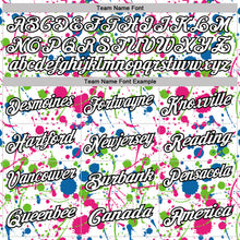 Load image into Gallery viewer, Custom Graffiti Pattern White Blue Hot Pink Aurora Green-Black Vibrant Multi-Color Abstract Splatter Performance Polo Shirt