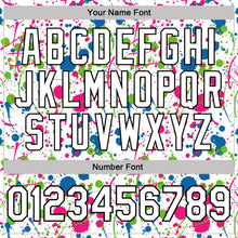 Load image into Gallery viewer, Custom Graffiti Pattern White Blue Hot Pink Aurora Green-Black Vibrant Multi-Color Abstract Splatter Performance Polo Shirt