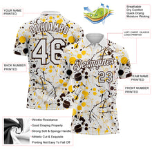Laden Sie das Bild in den Galerie-Viewer, Custom Graffiti Pattern White Yellow Brown-City Cream Vibrant Multi-Color Abstract Splatter Performance Polo Shirt