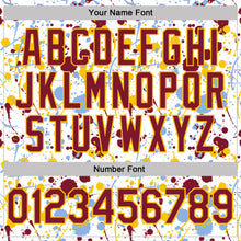 Load image into Gallery viewer, Custom Graffiti Pattern Crimson White Light Blue-Yellow Vibrant Multi-Color Abstract Splatter Performance Polo Shirt