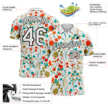 Charger l'image dans la galerie, Custom Graffiti Pattern White Orange Old Gold Aqua-Black Vibrant Multi-Color Abstract Splatter Performance Polo Shirt