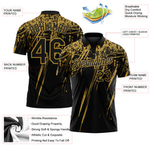 Load image into Gallery viewer, Custom Black-Old Gold Distressed Scratch Brush Stroke Performance Polo Shirt