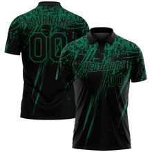 Load image into Gallery viewer, Custom Black-Kelly Green Distressed Scratch Brush Stroke Performance Polo Shirt