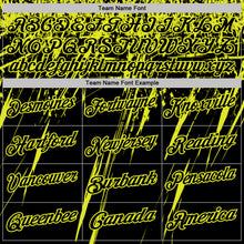 Laden Sie das Bild in den Galerie-Viewer, Custom Black-Neon Yellow Distressed Scratch Brush Stroke Performance Polo Shirt