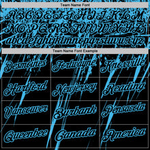 Charger l'image dans la galerie, Custom Black-Sky Blue Distressed Scratch Brush Stroke Performance Polo Shirt