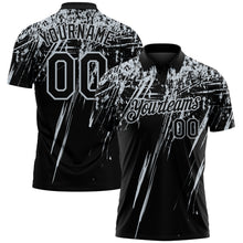 Загрузить изображение в средство просмотра галереи, Custom Black-Silver Distressed Scratch Brush Stroke Performance Polo Shirt