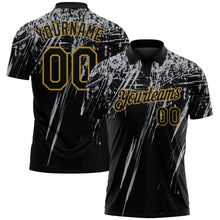 Charger l'image dans la galerie, Custom Black Gray-Old Gold Distressed Scratch Brush Stroke Performance Polo Shirt