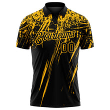 Laden Sie das Bild in den Galerie-Viewer, Custom Black-Gold Distressed Scratch Brush Stroke Performance Polo Shirt