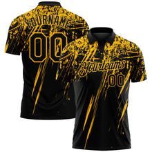 Laden Sie das Bild in den Galerie-Viewer, Custom Black-Gold Distressed Scratch Brush Stroke Performance Polo Shirt