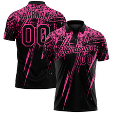 Загрузить изображение в средство просмотра галереи, Custom Black-Pink Distressed Scratch Brush Stroke Performance Polo Shirt