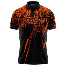 Load image into Gallery viewer, Custom Black-Orange Distressed Scratch Brush Stroke Performance Polo Shirt
