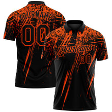 Load image into Gallery viewer, Custom Black-Orange Distressed Scratch Brush Stroke Performance Polo Shirt