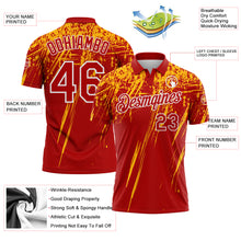 Загрузить изображение в средство просмотра галереи, Custom Red Gold-White Distressed Scratch Brush Stroke Performance Polo Shirt
