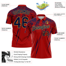 Laden Sie das Bild in den Galerie-Viewer, Custom Red Navy-Old Gold Distressed Scratch Brush Stroke Performance Polo Shirt
