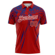 Загрузить изображение в средство просмотра галереи, Custom Red Royal-White Distressed Scratch Brush Stroke Performance Polo Shirt