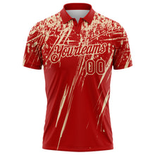 Загрузить изображение в средство просмотра галереи, Custom Red-City Cream Distressed Scratch Brush Stroke Performance Polo Shirt