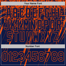 Laden Sie das Bild in den Galerie-Viewer, Custom Navy-Orange Distressed Scratch Brush Stroke Performance Polo Shirt