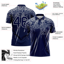 Laden Sie das Bild in den Galerie-Viewer, Custom Navy-Gray Distressed Scratch Brush Stroke Performance Polo Shirt