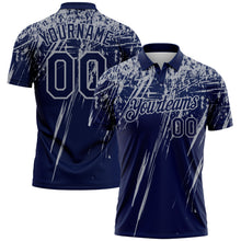 Laden Sie das Bild in den Galerie-Viewer, Custom Navy-Gray Distressed Scratch Brush Stroke Performance Polo Shirt