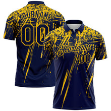 Laden Sie das Bild in den Galerie-Viewer, Custom Navy-Yellow Distressed Scratch Brush Stroke Performance Polo Shirt