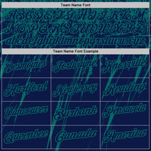Laden Sie das Bild in den Galerie-Viewer, Custom Navy-Teal Distressed Scratch Brush Stroke Performance Polo Shirt