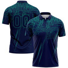 Laden Sie das Bild in den Galerie-Viewer, Custom Navy-Teal Distressed Scratch Brush Stroke Performance Polo Shirt
