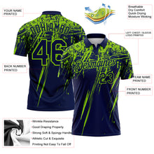 Загрузить изображение в средство просмотра галереи, Custom Navy-Neon Green Distressed Scratch Brush Stroke Performance Polo Shirt