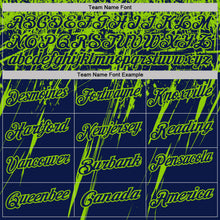 Загрузить изображение в средство просмотра галереи, Custom Navy-Neon Green Distressed Scratch Brush Stroke Performance Polo Shirt
