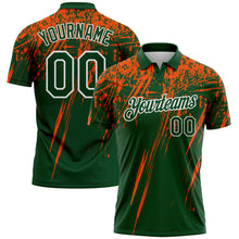 Laden Sie das Bild in den Galerie-Viewer, Custom Green Orange-White Distressed Scratch Brush Stroke Performance Polo Shirt