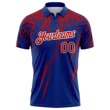 Load image into Gallery viewer, Custom Royal Red-White Distressed Scratch Brush Stroke Performance Polo Shirt