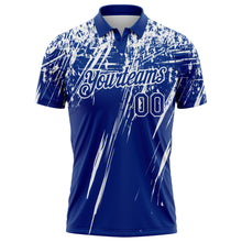 Загрузить изображение в средство просмотра галереи, Custom Royal-White Distressed Scratch Brush Stroke Performance Polo Shirt