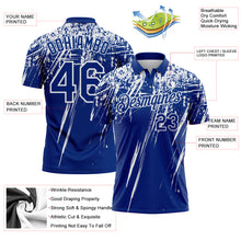 Загрузить изображение в средство просмотра галереи, Custom Royal-White Distressed Scratch Brush Stroke Performance Polo Shirt