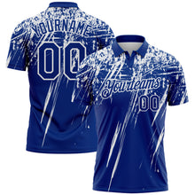 Загрузить изображение в средство просмотра галереи, Custom Royal-White Distressed Scratch Brush Stroke Performance Polo Shirt
