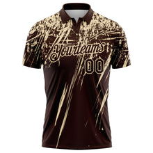 Load image into Gallery viewer, Custom Brown-Cream Distressed Scratch Brush Stroke Performance Polo Shirt