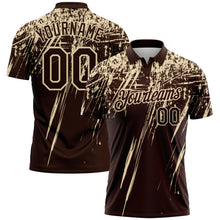 Load image into Gallery viewer, Custom Brown-Cream Distressed Scratch Brush Stroke Performance Polo Shirt