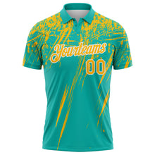 Загрузить изображение в средство просмотра галереи, Custom Aqua Gold-White Distressed Scratch Brush Stroke Performance Polo Shirt